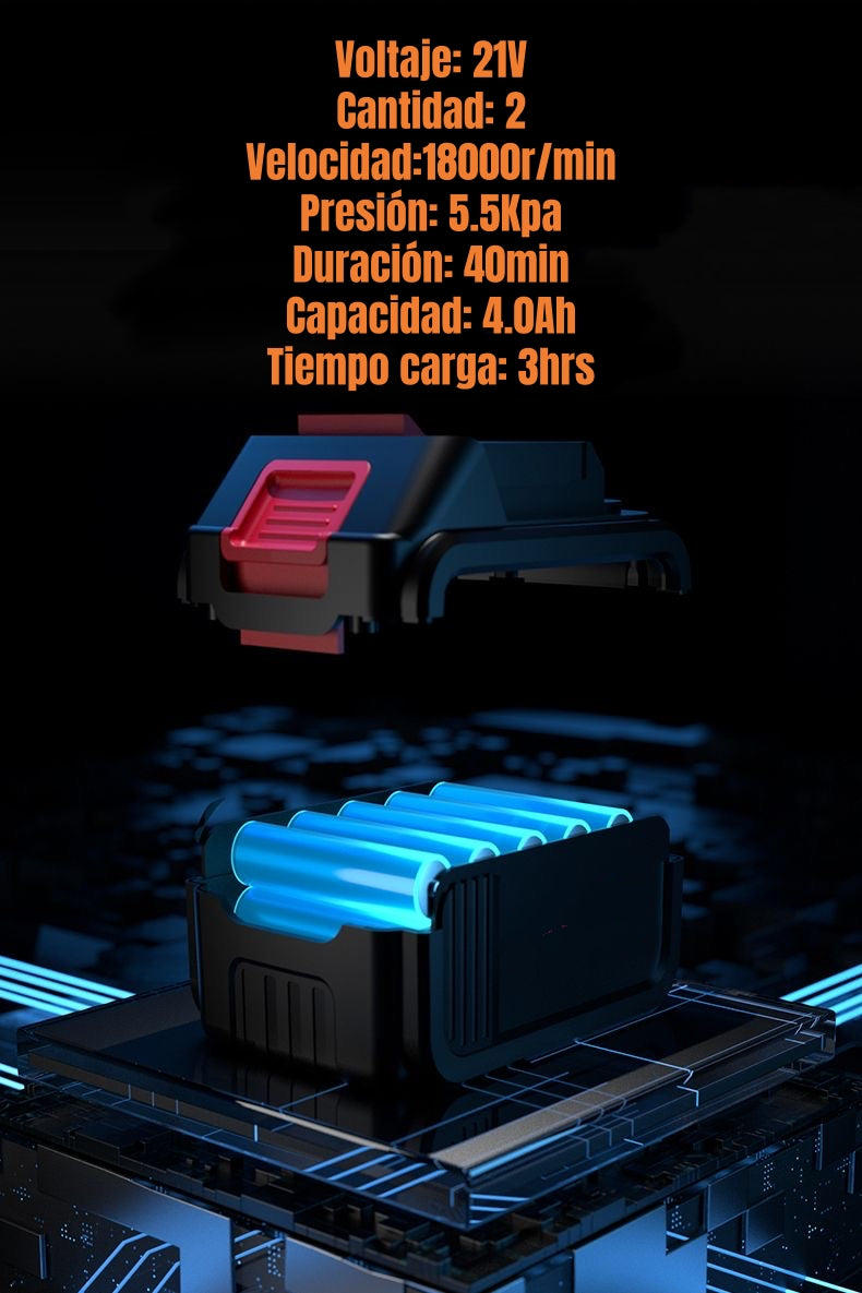 Sopladora Aspiradora Inalámbrica 2 Baterías 21V C01
