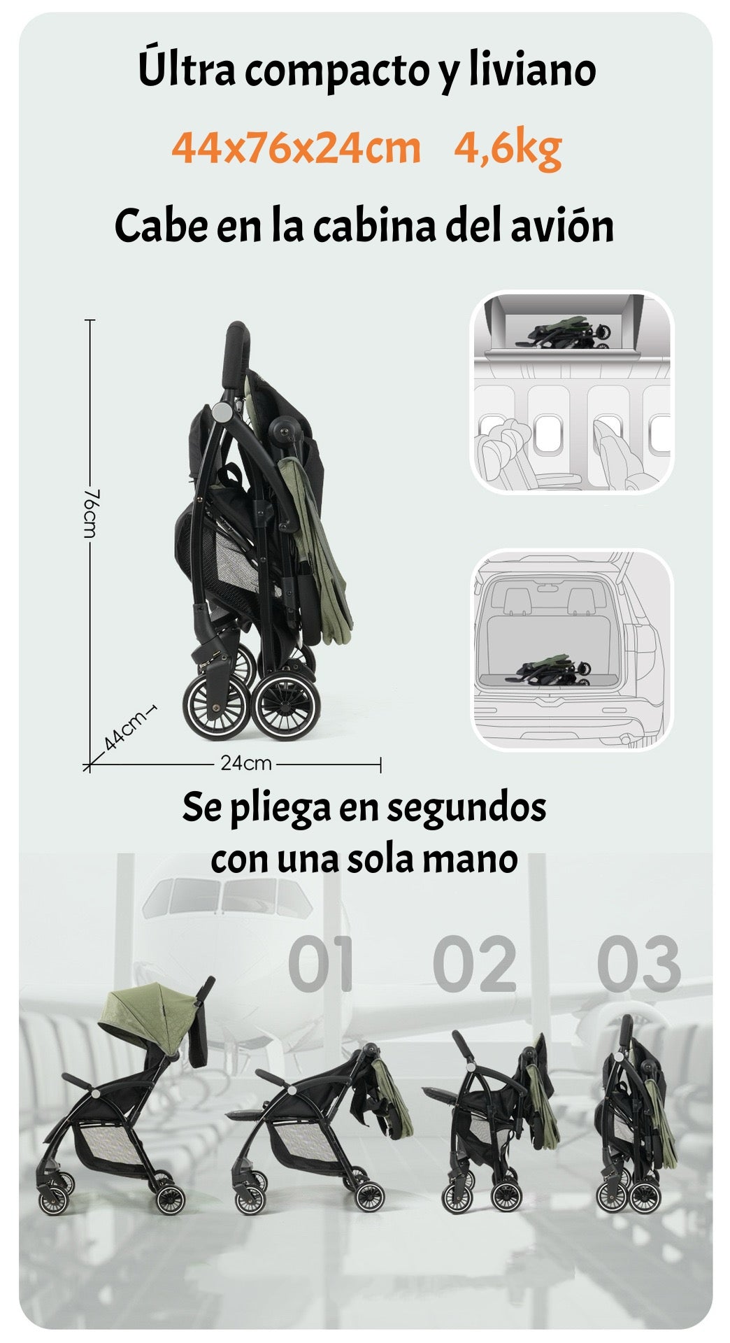 Coche De Paseo Últra Compacto Liviano Viena LuBabycas