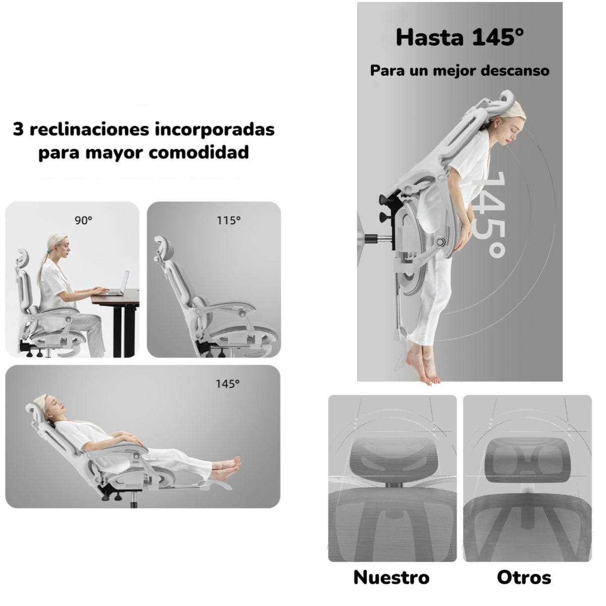 Silla De Escritorio Reclinable Reposapies E06 Negra LuBabycas