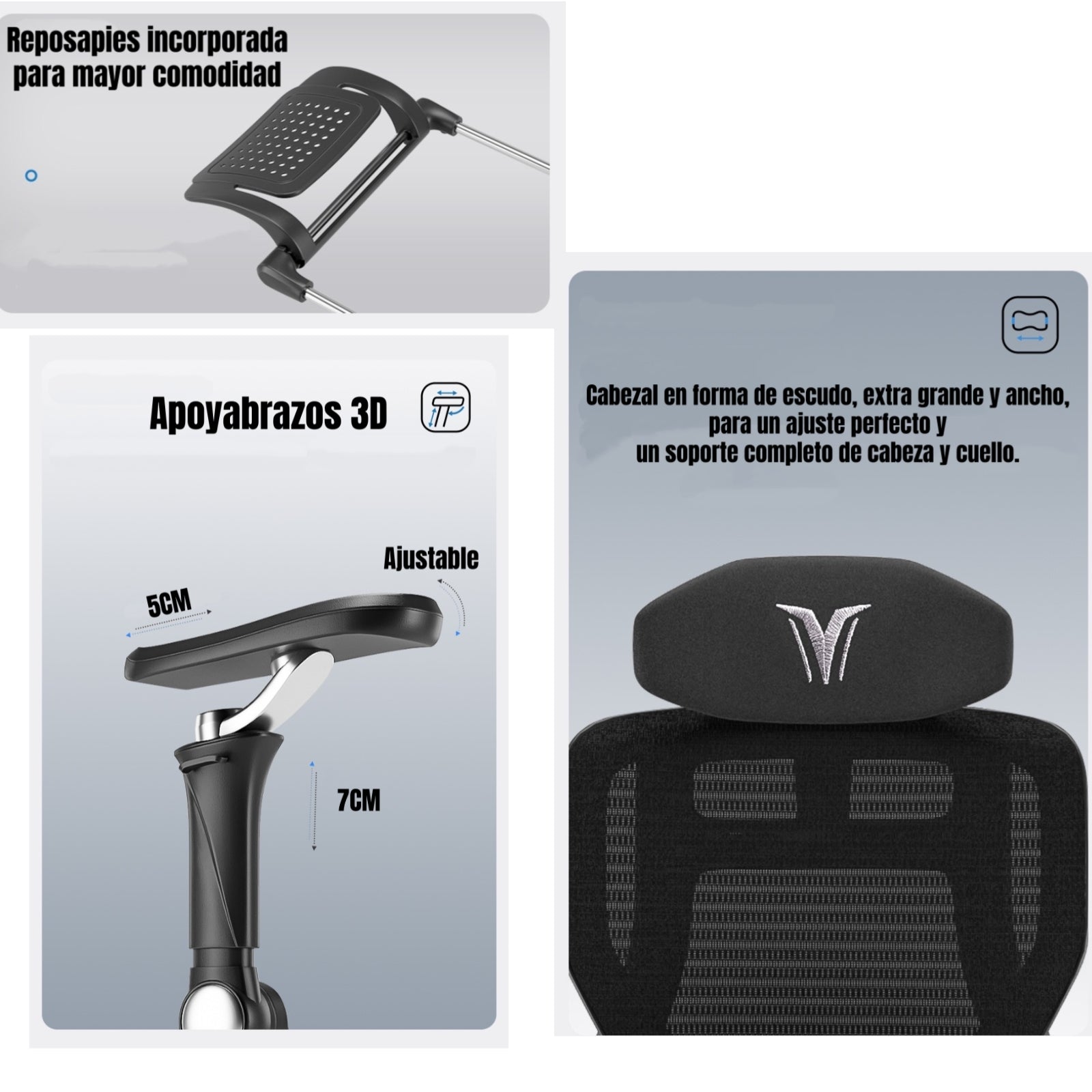 Silla De Escritorio Reclinable Con Reposapies E16 Negra