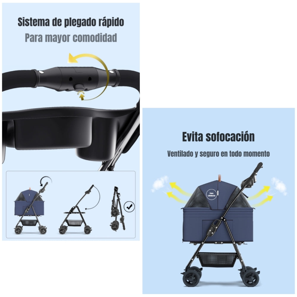 Coche Para Mascotas Plegable 2 En 1 Paws Negro LuBabycas