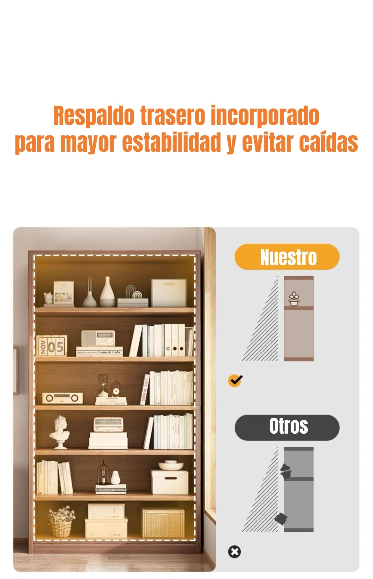 Librero Biblioteca Organizador Estante 100x180cm Monte