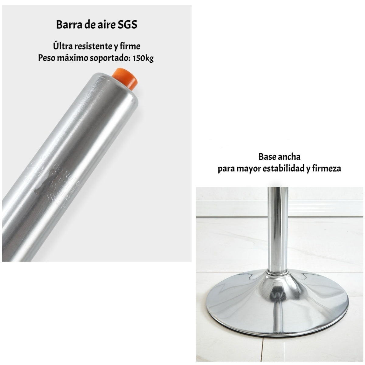 Pack 2 Sillas Piso Bar Premium Negras Altura Regulable YC229