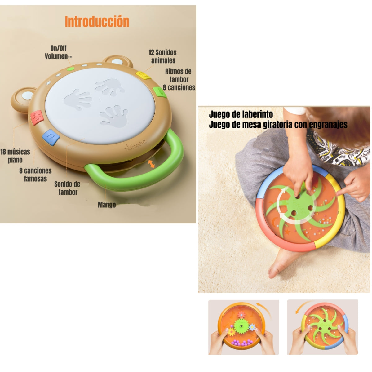 Tambor Musical Niños Multifuncional 6 Modos TM138D LuBabycas