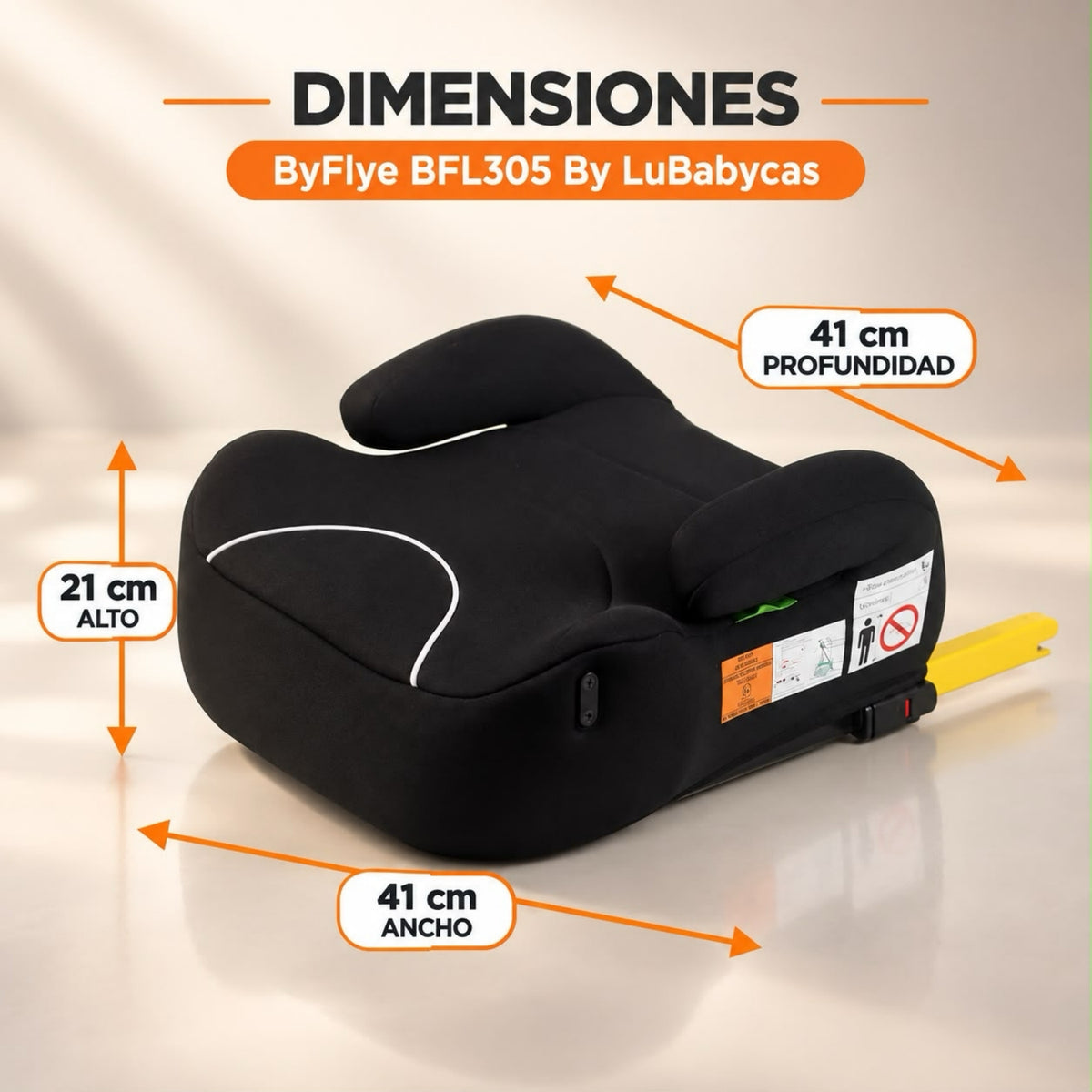 Silla Auto Alzador ISOFIX Posa Vaso BFL305 Negra LuBabycas