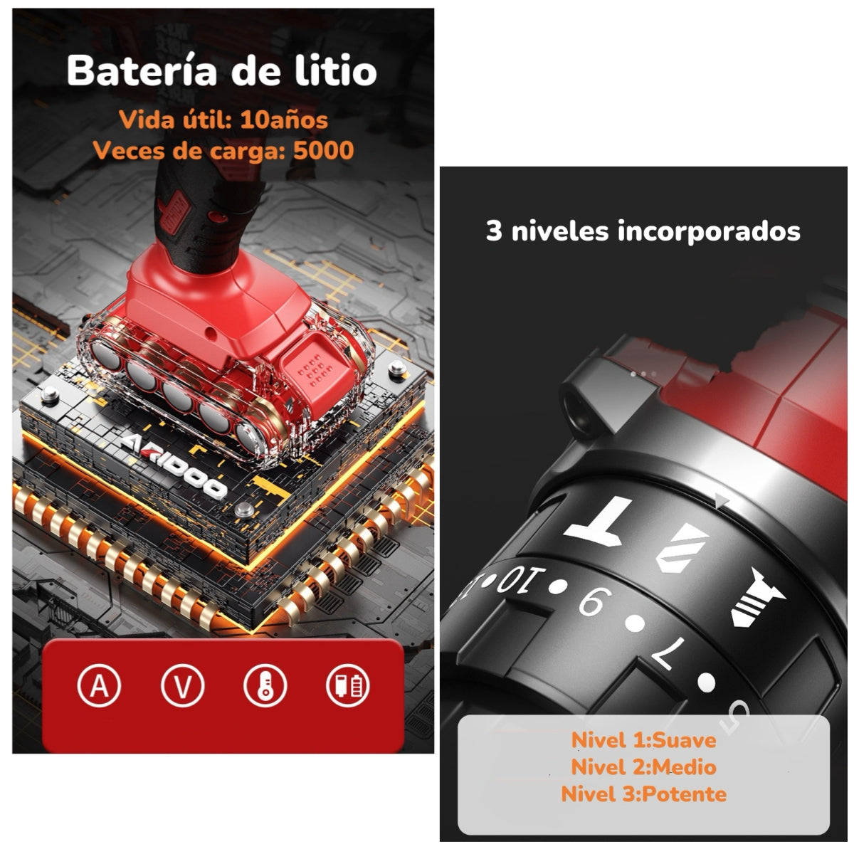 Kit Taladro Inalámbrico 2 Baterías 16,8V 118 Piezas B01