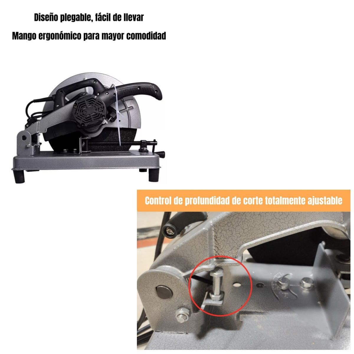 Tronzadora Industrial 14? 2200W 3800RPM Con Disco G02 Gris