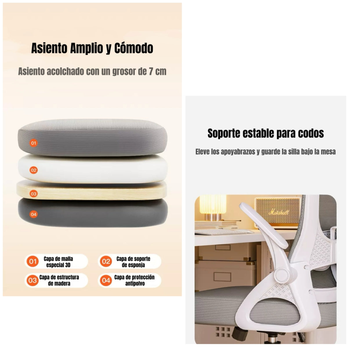 Silla Escritorio Oficina Reposacabezas Reclinable W807 Negra