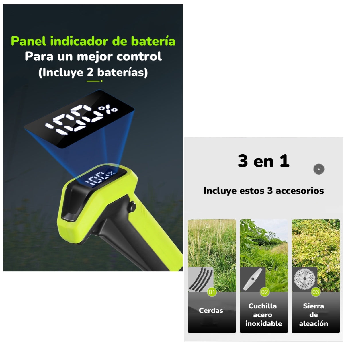 Orilladora De Pasto Eléctrica 2 Baterías Más Accesorios A01