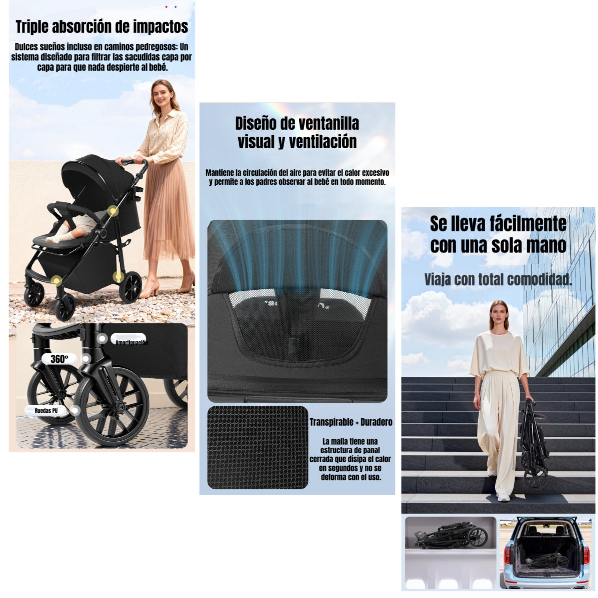 Coche De Paseo Hasta 4 Años Con Posa Vaso Iron LuBabycas