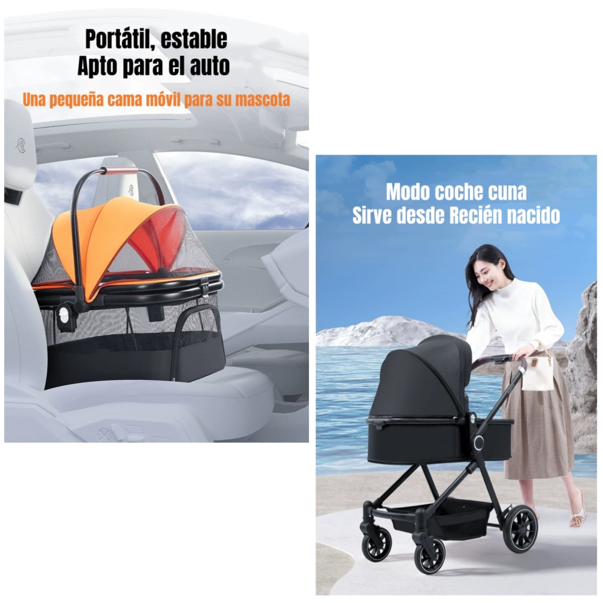 Coche De Bebé Y Mascota 2 En 1 Mix Negro By LuBabycas