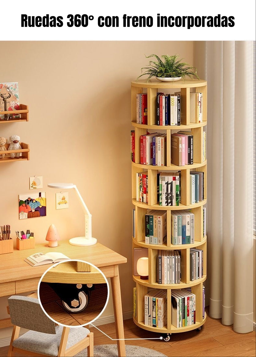 Biblioteca Giratoria 360 Librero Organizador Ruedas 165cm