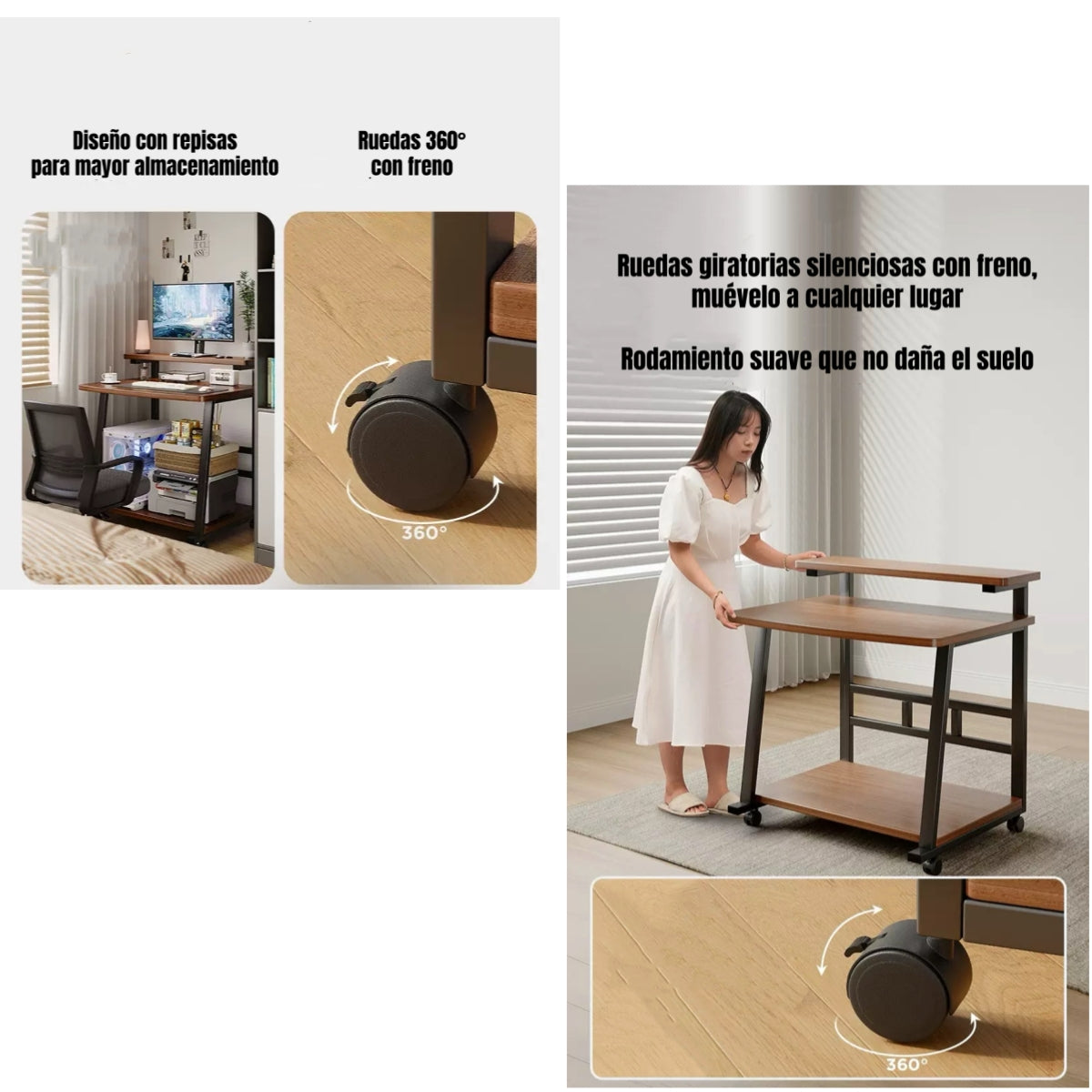 Escritorio Móvil Compacto Con Repisa 80x58x82cm Express