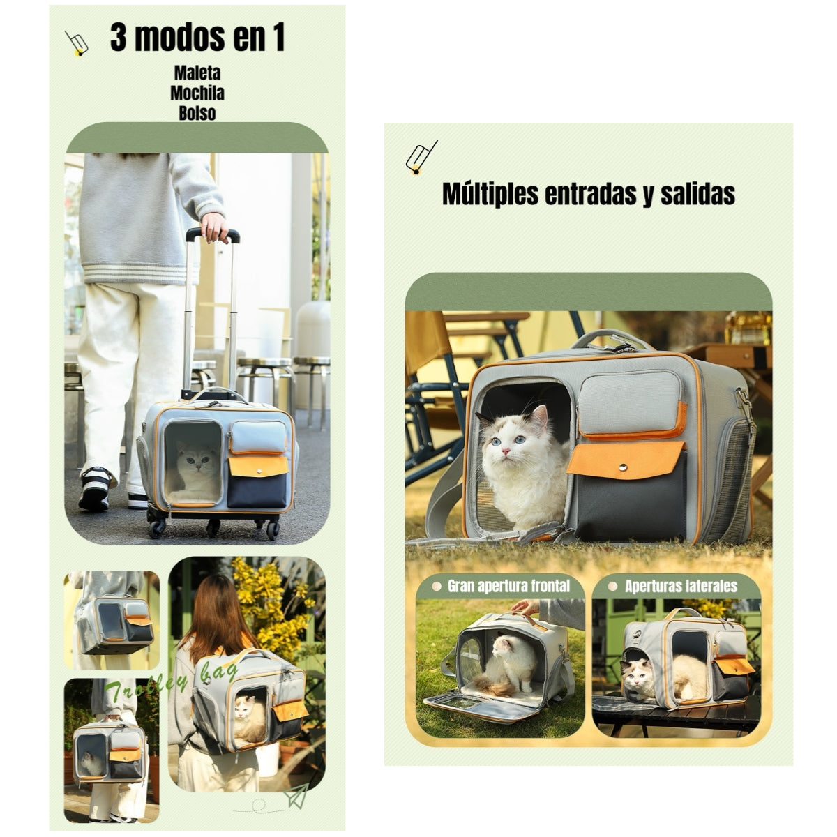 Maleta Mochila Bolso Perros Gatos 3 En 1 Cute By LuBabycas