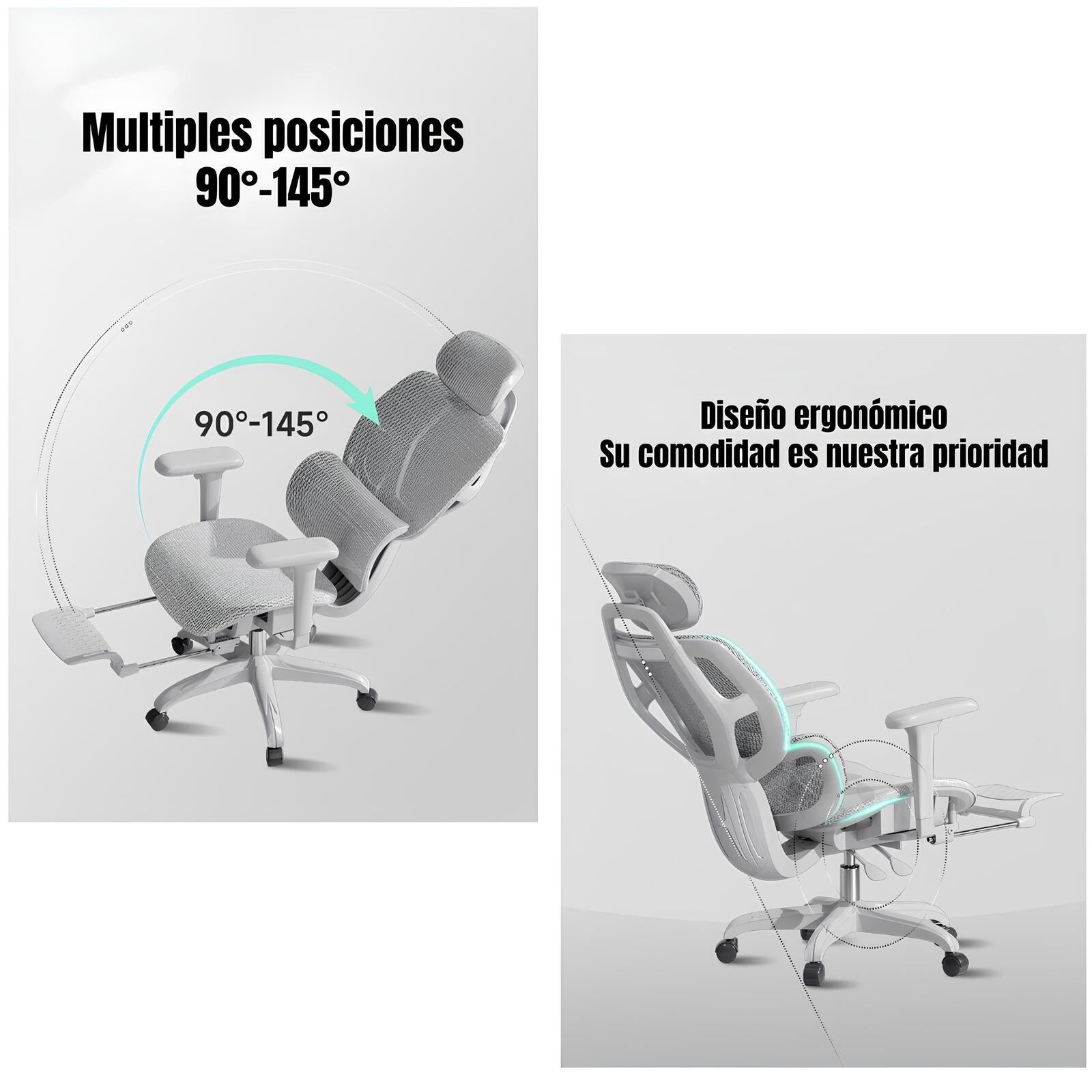 Silla De Escritorio Reclinable Premium E13 Gris LuBabycas