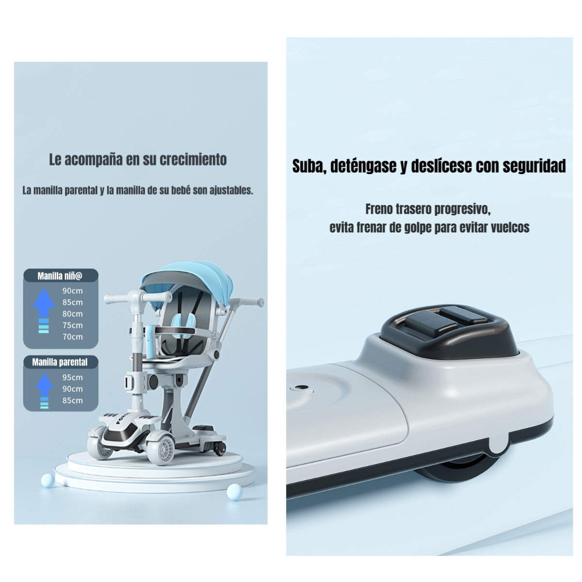 Triciclo Scooter 2 En 1 LuBabycas Azul LuBabycas