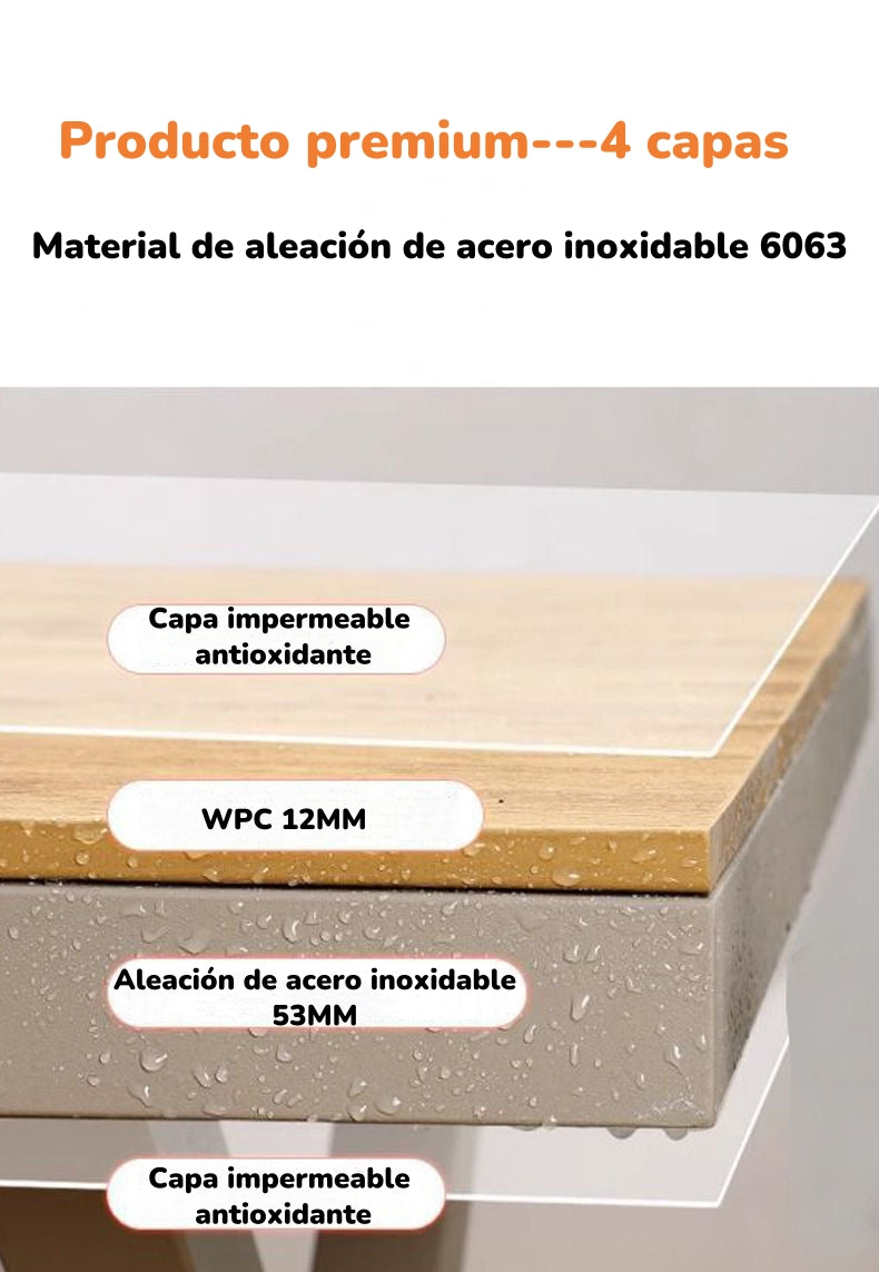 Juego De Comedor Exteriores 220CM Y 8 Sillas Impermeables