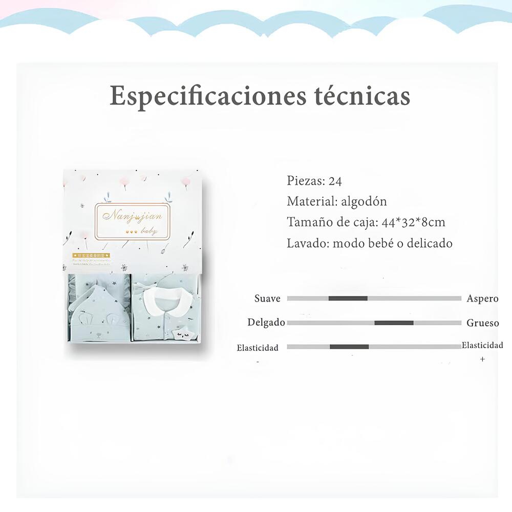 Pack Ajuar Bebé Ropa Algodón 24 Piezas Rosado Lubabycas