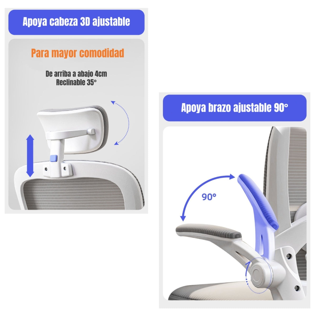 Silla de Escritorio Apoya Cabeza Negra W302 By LuBabycas
