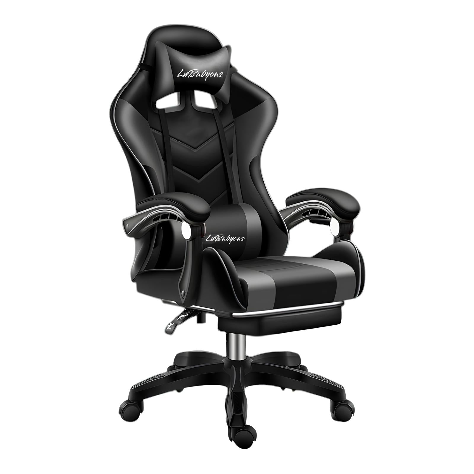 Silla Gamer Reclinable Con Reposa Pies Negra LuBabycas