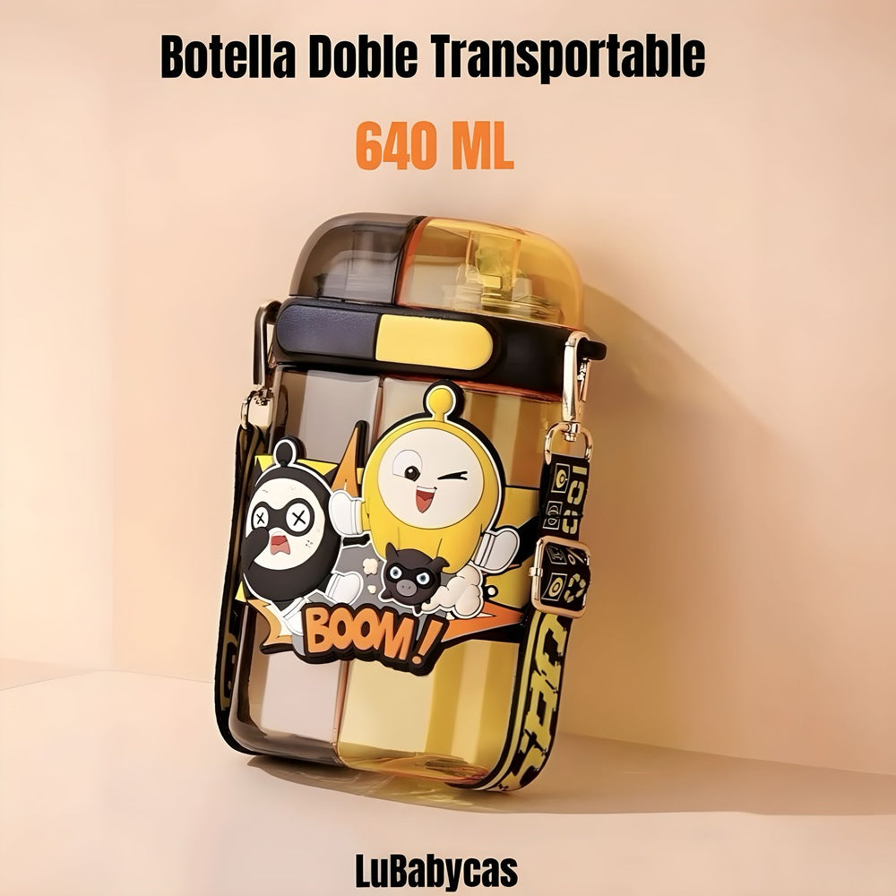 Botella de Agua Doble Niños 640ML Amarilla LuBabycas