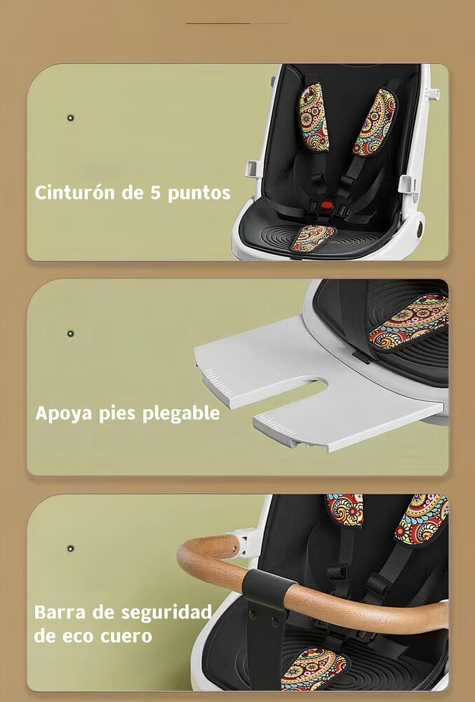 Coche De Paseo 360° 3 En 1 Reclinable Lubabycas Blanco