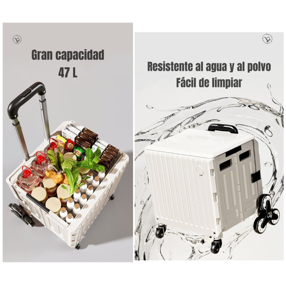 Carrito de Compras Plegable Con Ruedas Trepadoras Blanco