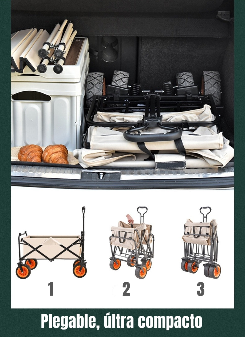Carrito Para Compras y Camping Plegable Con Frenos Tank