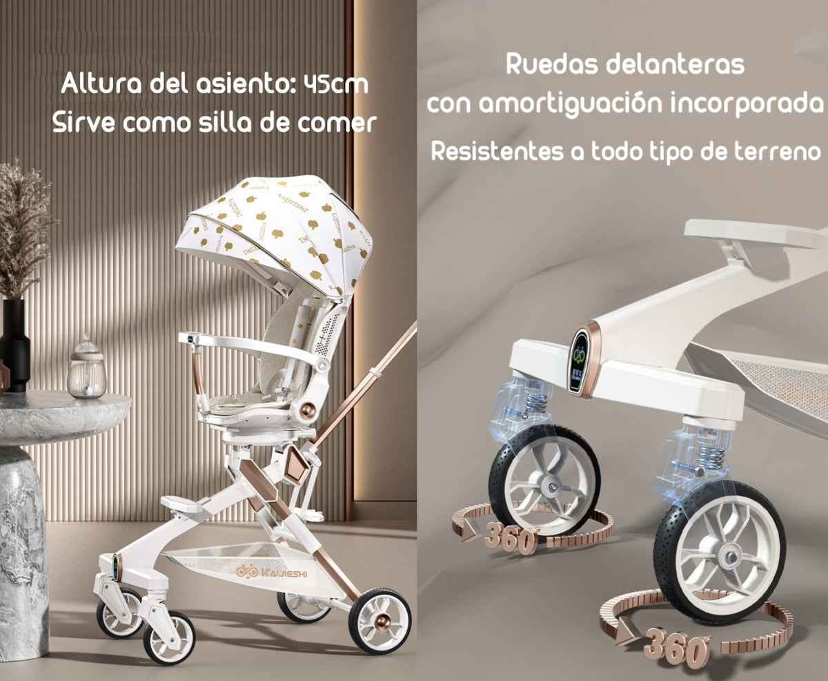 Coche De Paseo 360° Con Mesita Lubabycas Negro