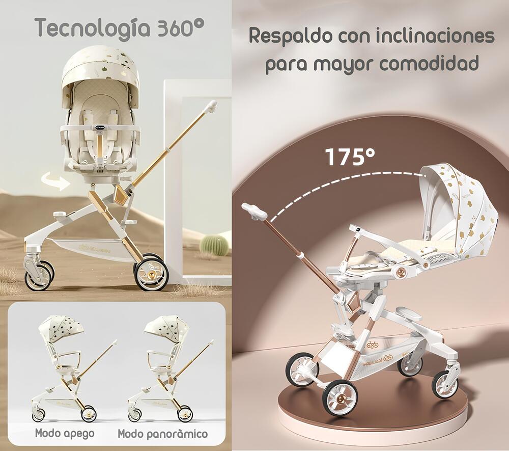 Coche De Paseo 360° Con Mesita Lubabycas Blanco