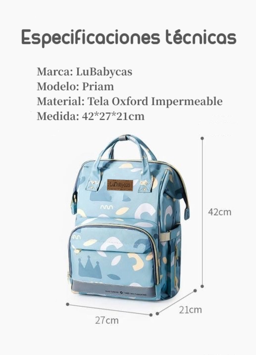 Mochila Maternal Impermeable Con Usb Lubabycas Azul