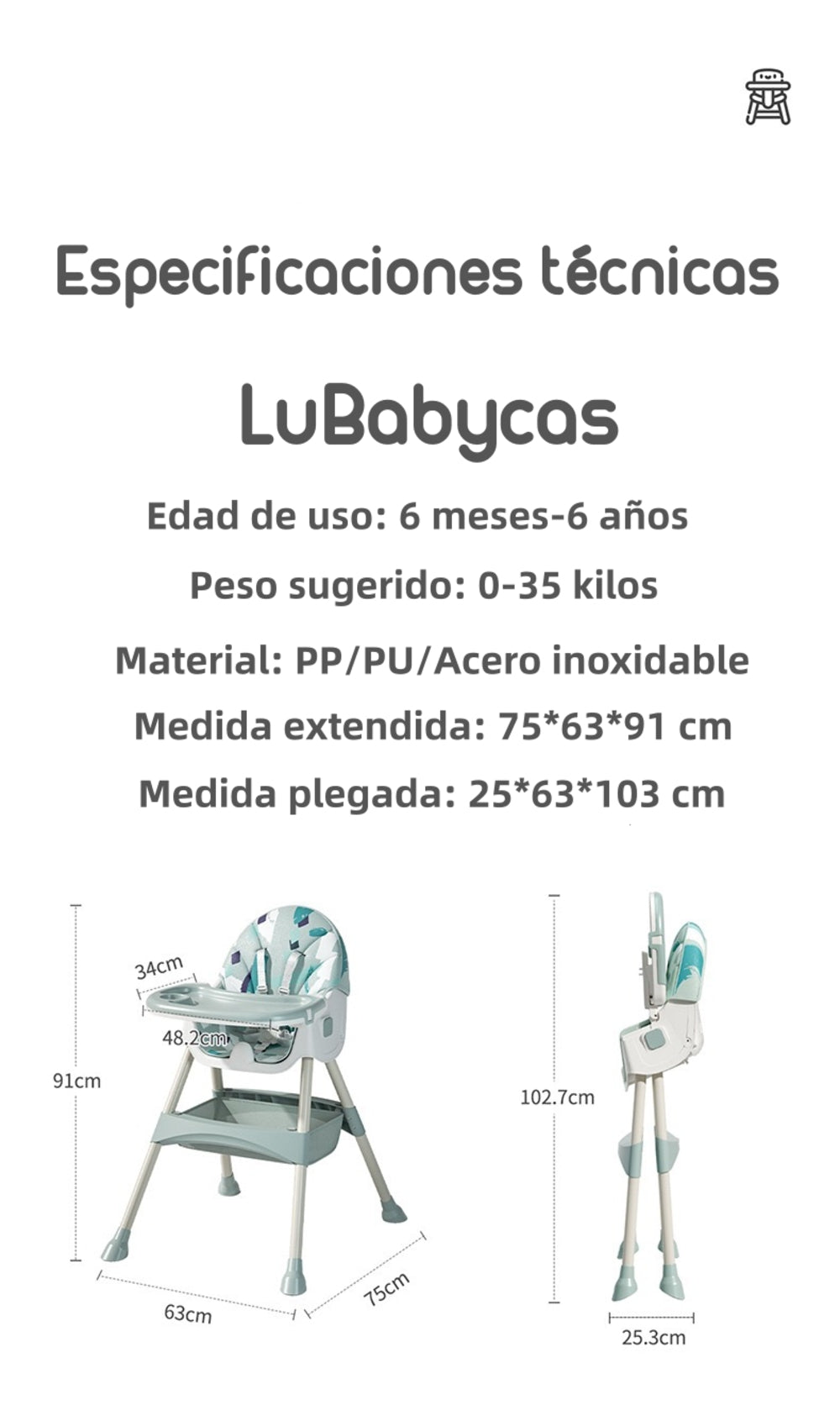 Silla De Comer Mecedora 2 En 1 Con Ruedas Rosada Lubabycas