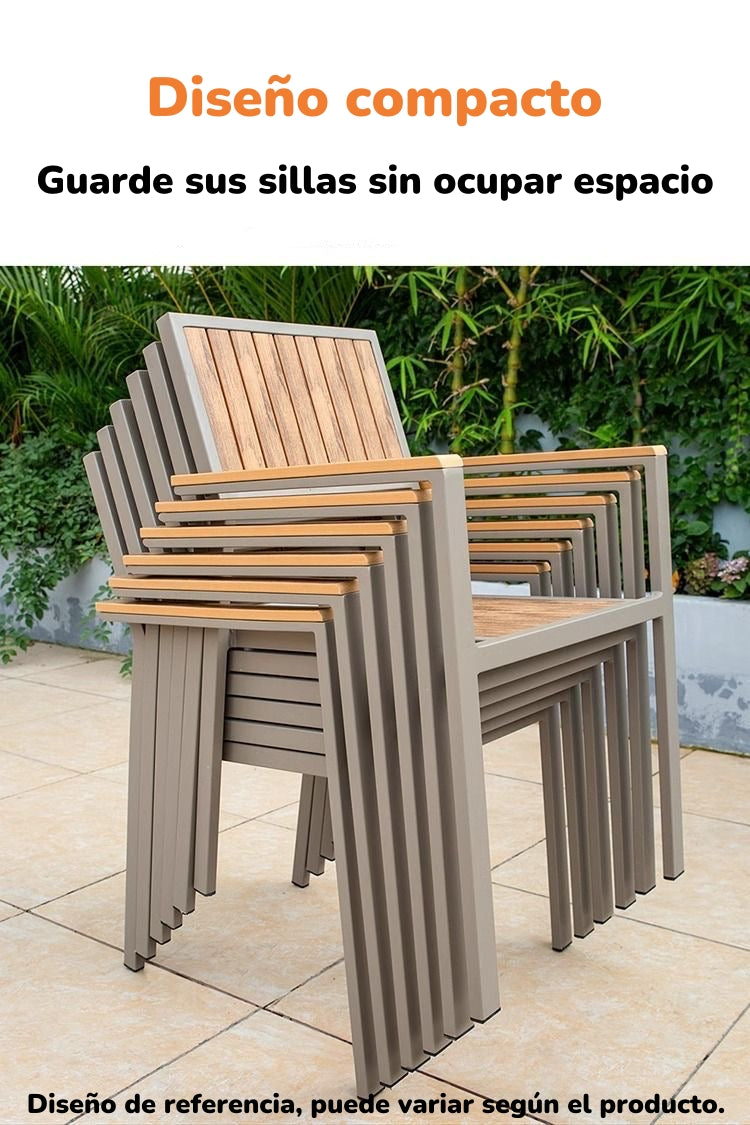 Juego De Comedor Exteriores 220CM Y 8 Sillas Impermeables
