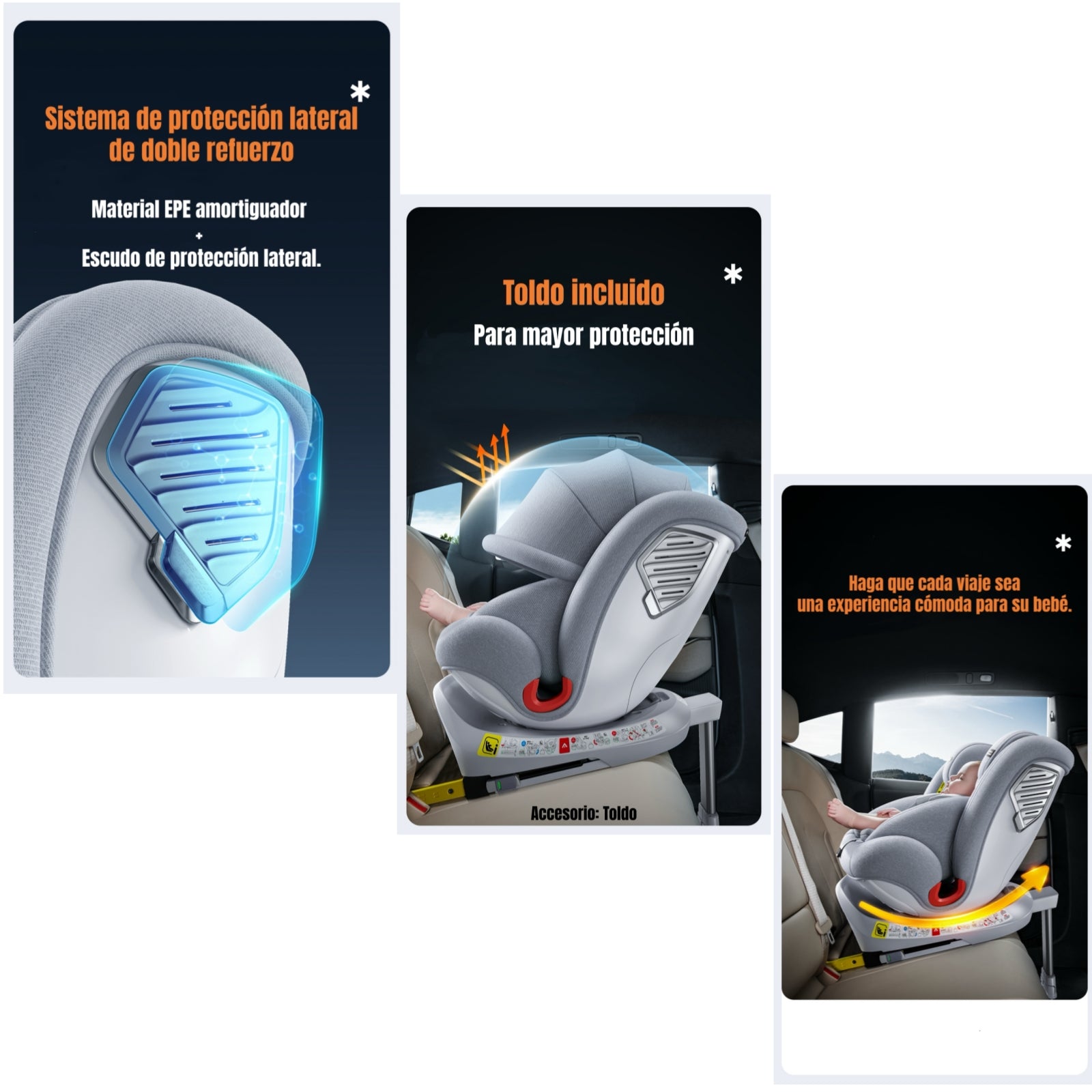 Silla de Auto Convertible 360° Isofix Y Pata Apoyo LuBabycas