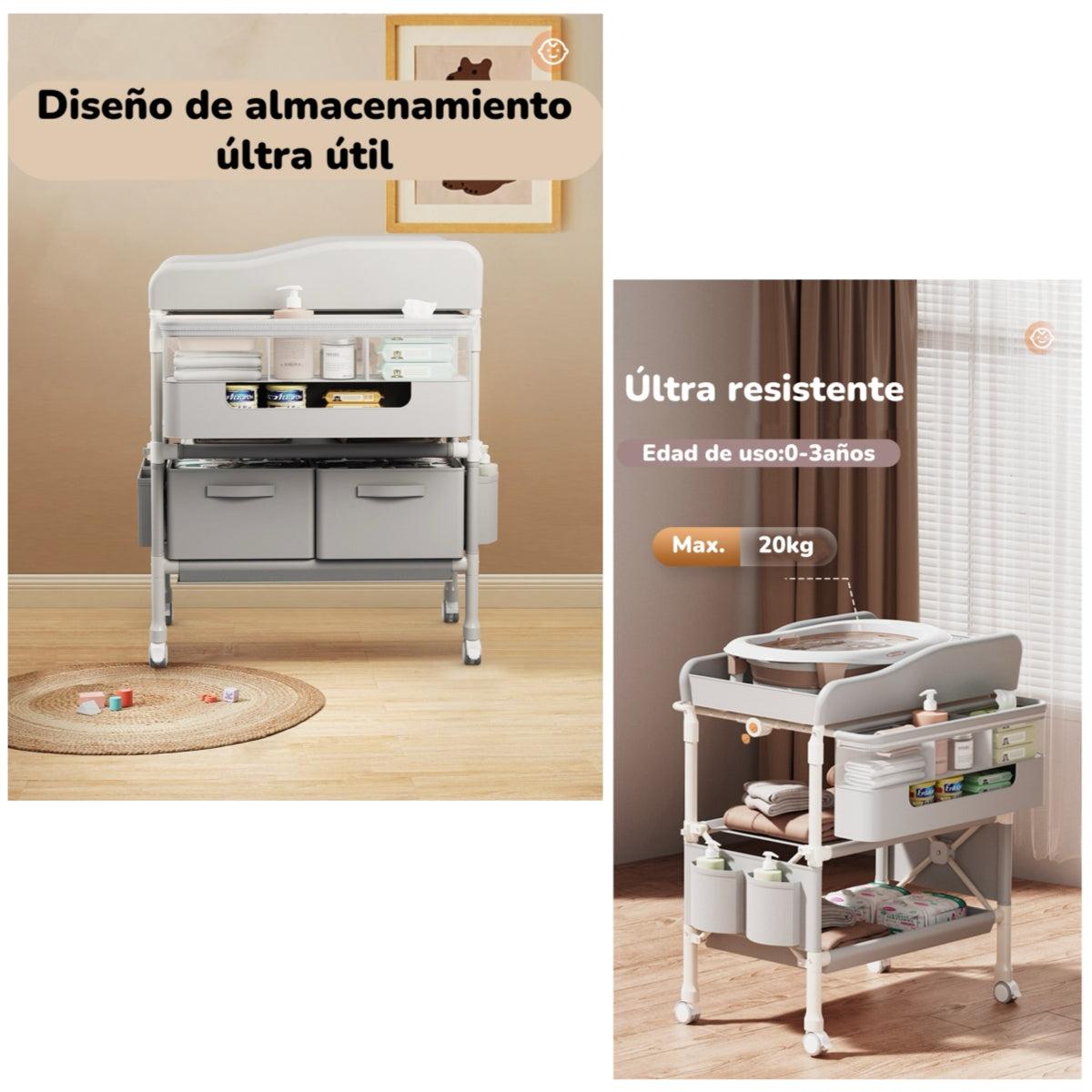 Mudador De Pañales Plegable Gris Accesorios Bless LuBabycas