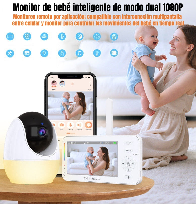 Cámara Monitor LuBabycas Con APP Luz 4,3″1080P ABM206