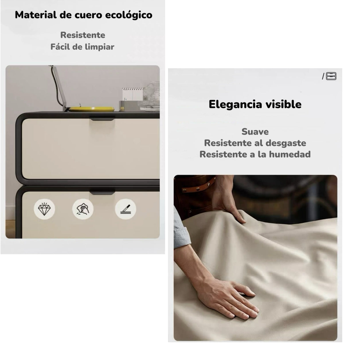 Velador De Madera 2 Cajones Listo Para Usar Crema