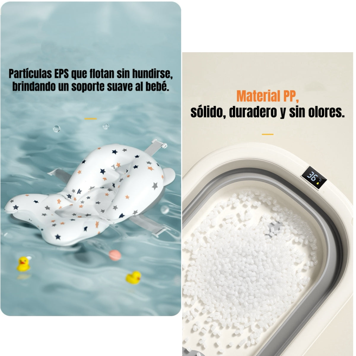 Bañera Plegable Con Termómetro, Cojin Y Más Accesorios Azul