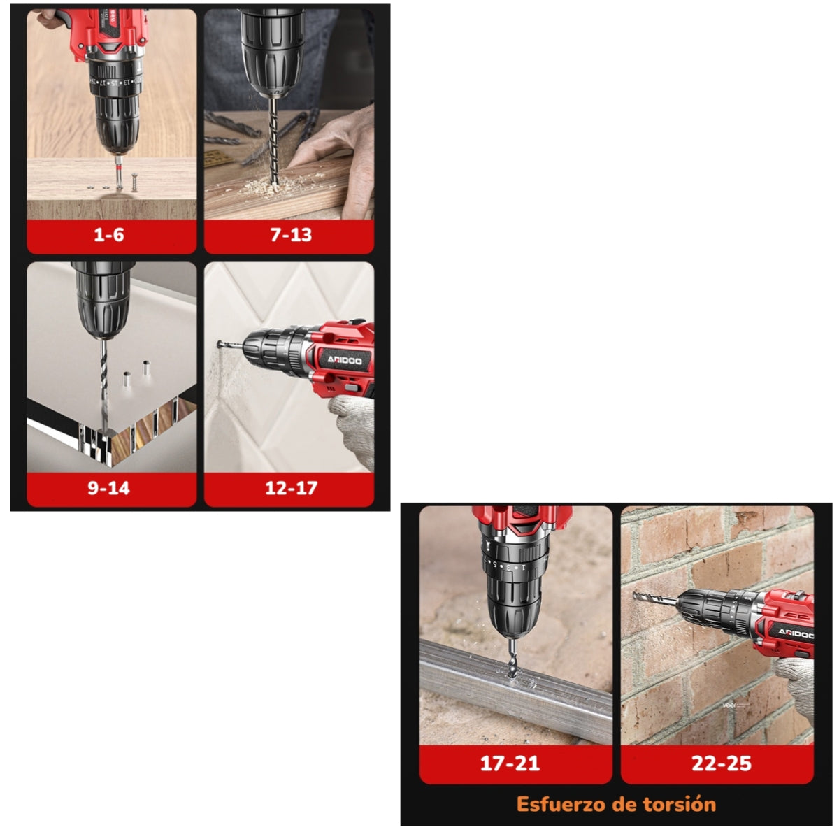 Kit Taladro Inalámbrico 2 Baterías 16,8V 118 Piezas B01