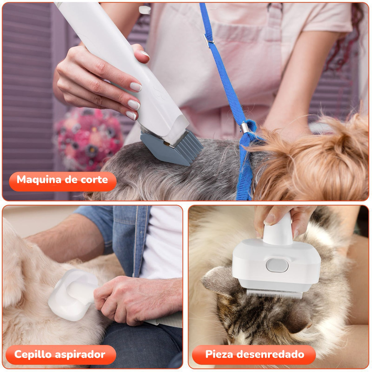 Kit De Aseo Mascotas Aspiradora Cortapelos 2 En 1 Clean