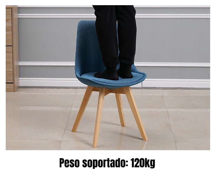 Set 4 Sillas De Comedor De Tela Madera Gris Fabric LuBabycas