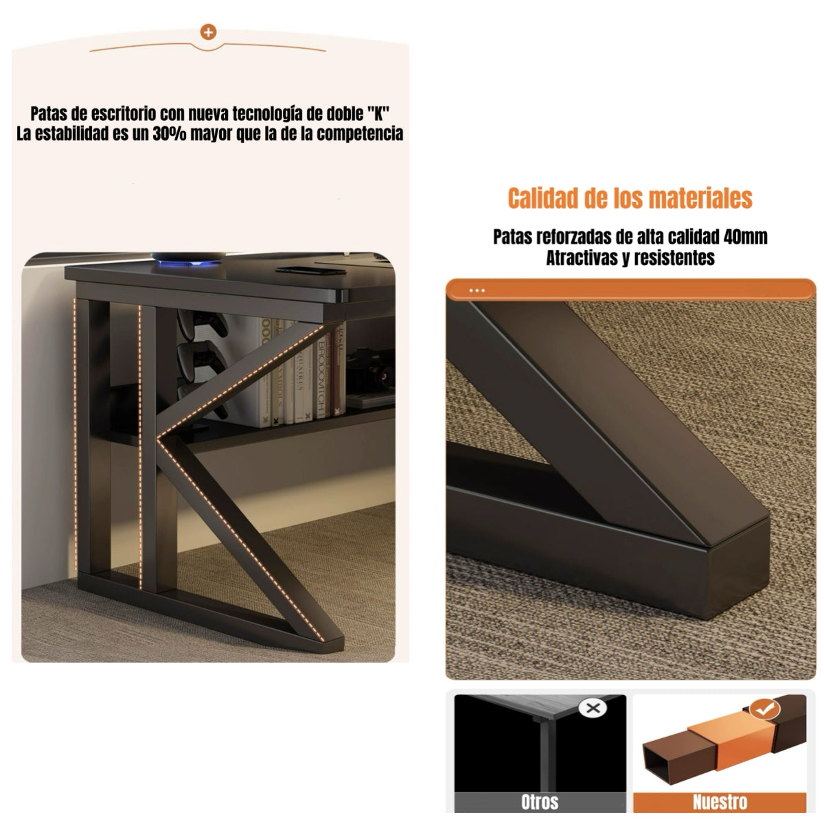 Escritorio De Madera Con Repisa Inferior 120x60x72cm Crown