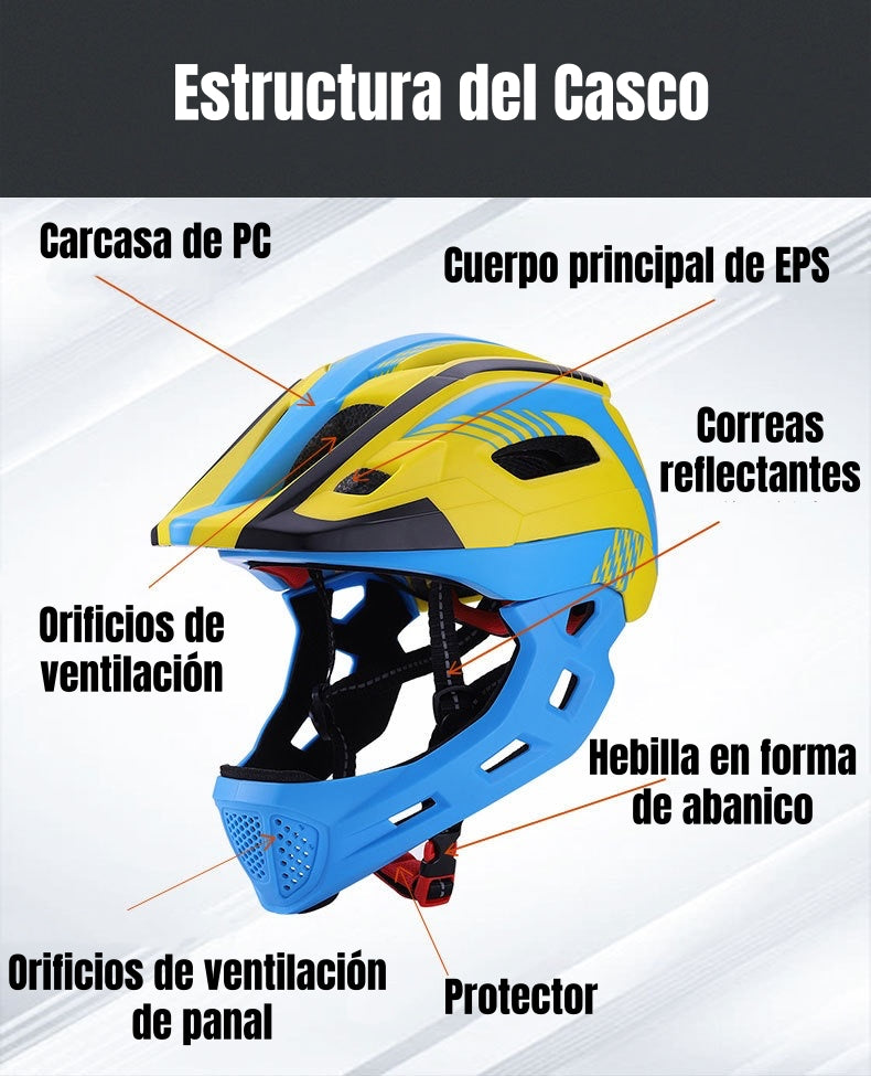 Casco Integral Infantil Bici 2 En 1 Con Luz Neue LuBabycas