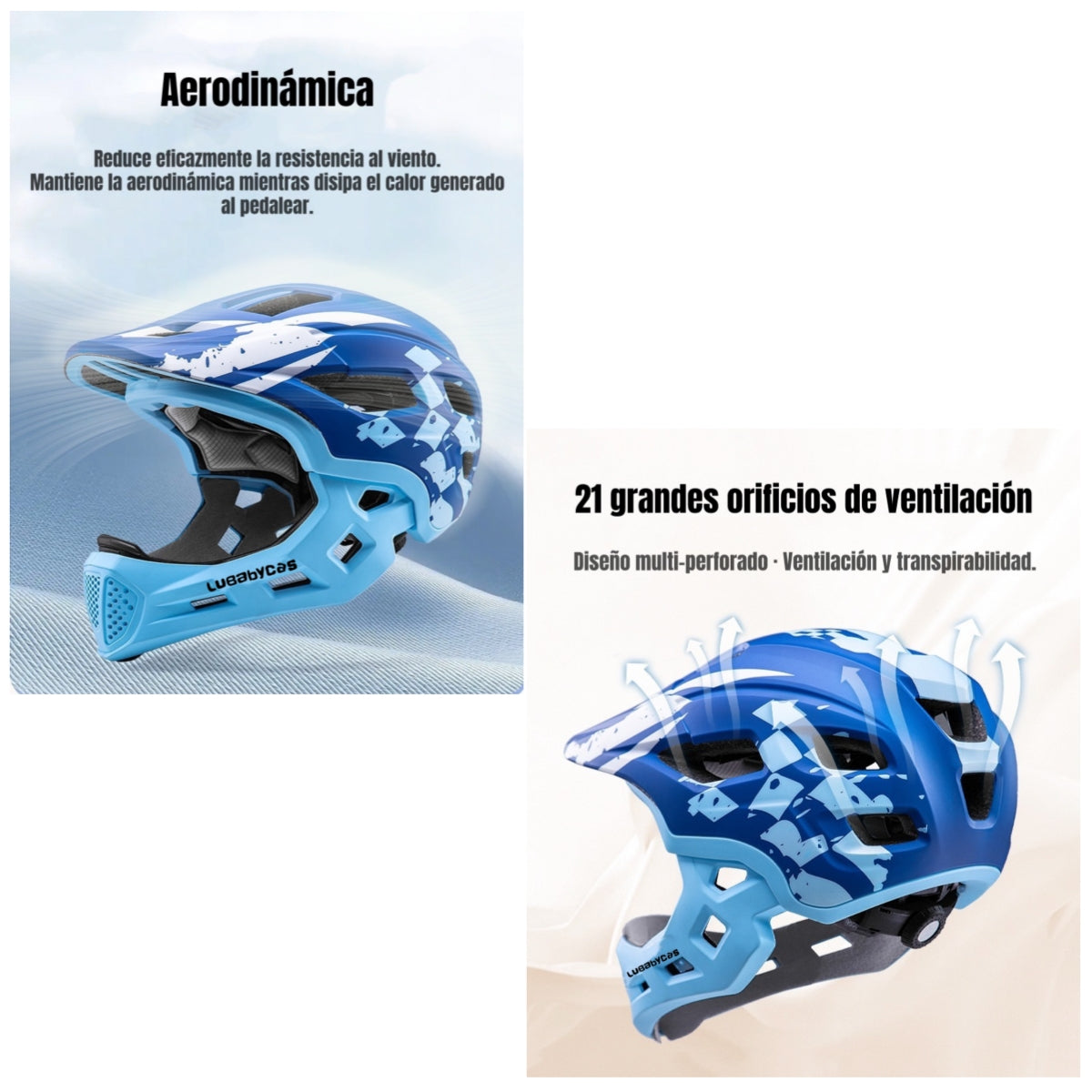 Casco Integral Infantil Niños 2 En 1 Ajustable GT LuBabycas