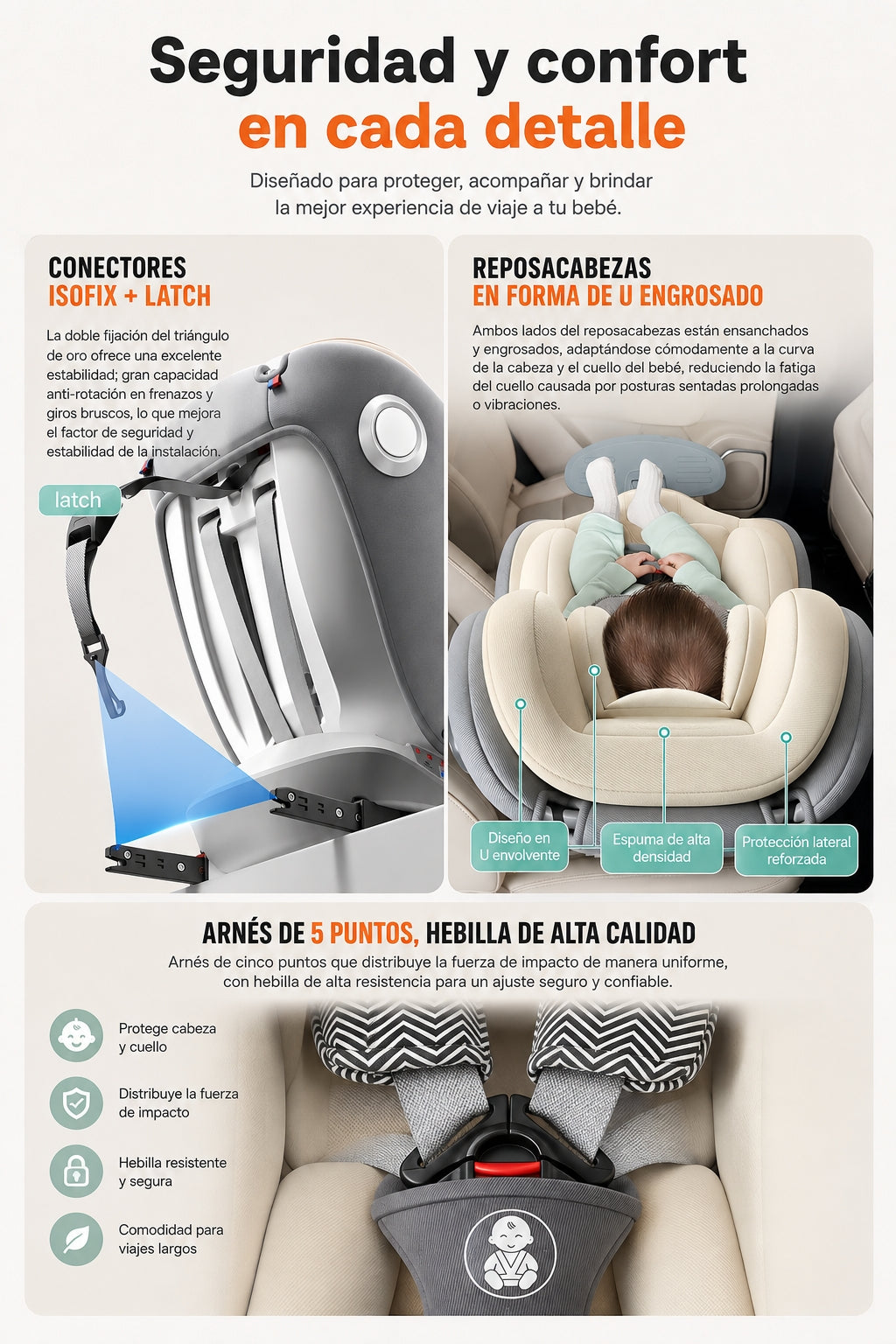 Silla de Auto LuBabycas Convertible 360° Isofix 0-12 Años G406 Negra