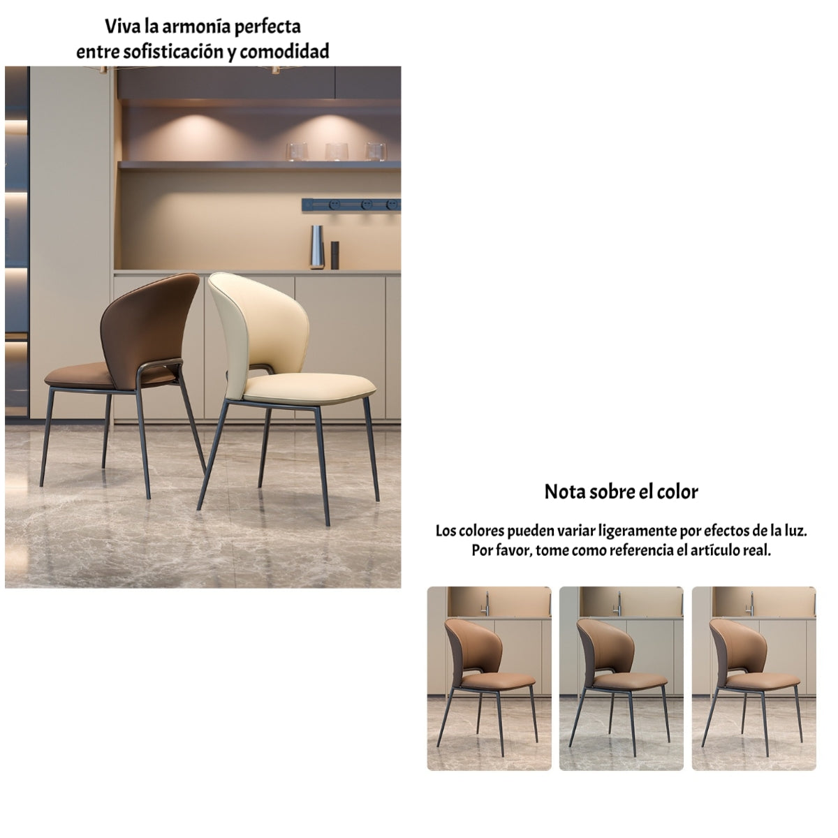 Pack 4 Sillas De Comedor Premium Ecocuero Deli