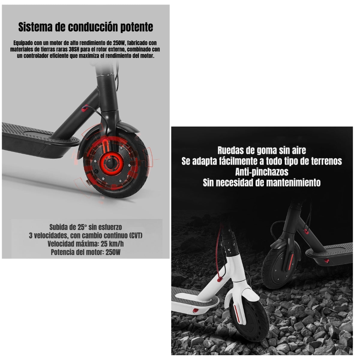 Scooter Adulto Eléctrico Con APP Plegable 30KM Negro Speed