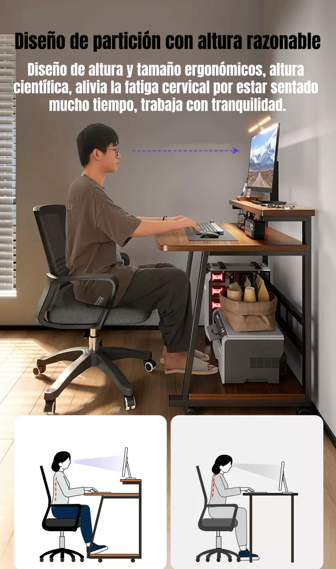 Escritorio Móvil Compacto Con Repisa 80x58x82cm Express