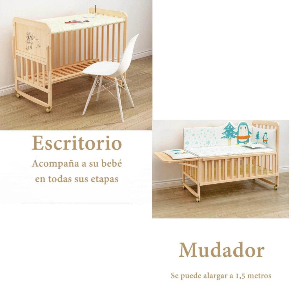 Cuna Madera Pack&Play 5 En 1 Etapas LuBabycas