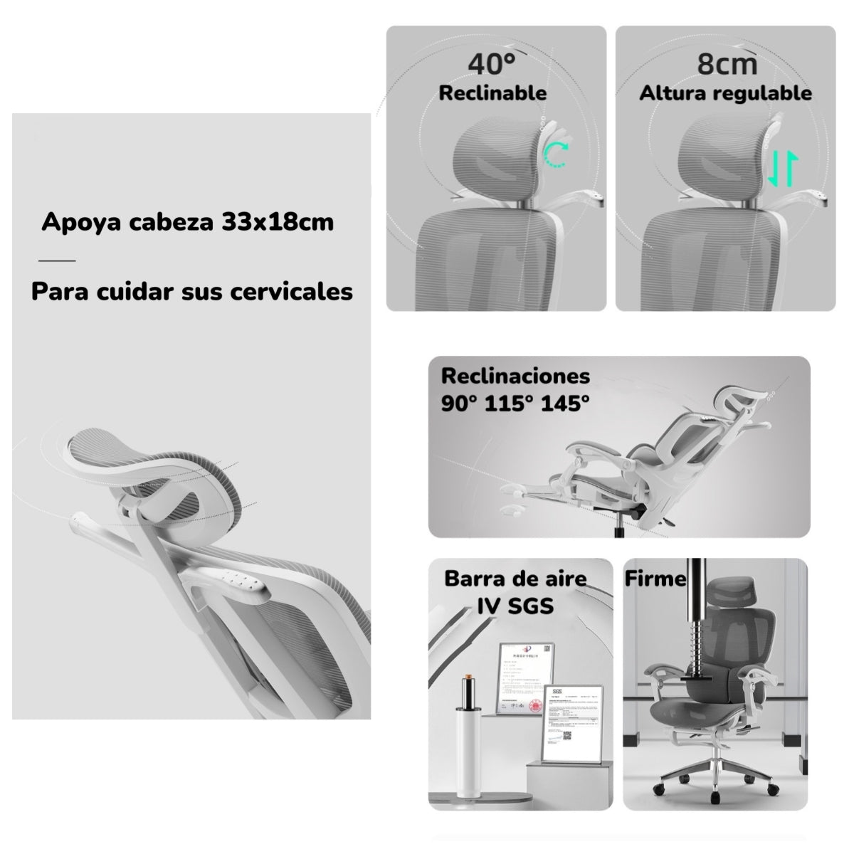 Silla De Escritorio Reclinable Reposapies E06Negra LuBabycas